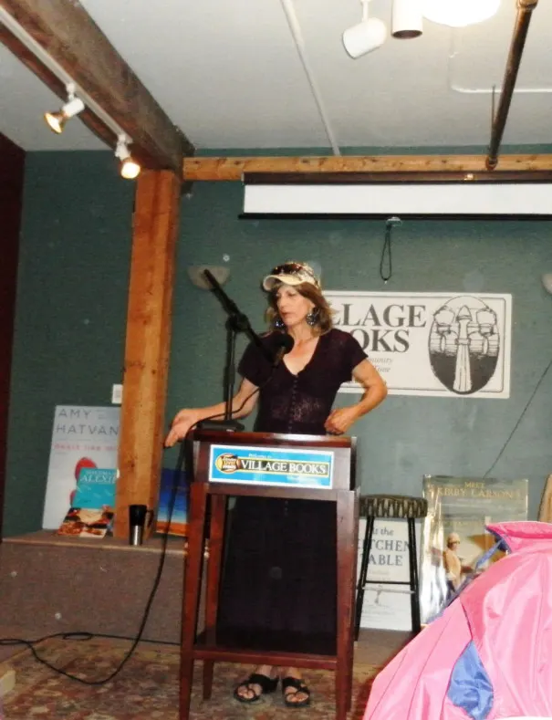 Linda Mercy reading "My Mom's Magic Scissors"