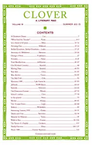The latest issue of Clover, A Literary Rag is now available at several bookstores including Village Books and online from the Independent Writers' Studio!
